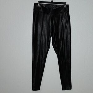 HUE Black Faux Leather Pants